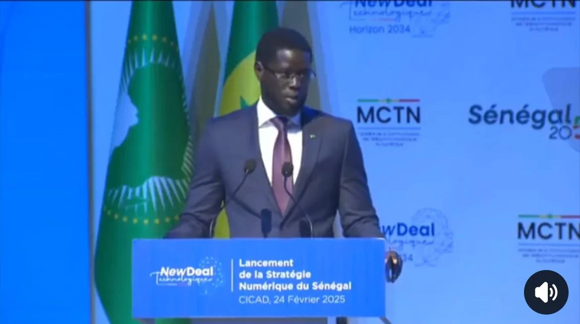 Le président Bassirou Diomaye Faye lors du lancement du New-Deal technologique" à Dakar fin février 2025. - DR
