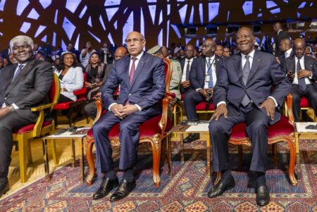 Les présidents Mohamed Ould El-Ghazouani et Alassane Ouattara étaient aux premières loges de la cérémonie d'investiture de Sidi Ould Tah à la présidence de la banque africaine de développement (BAD)